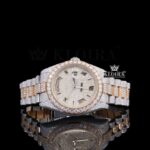 Black Roman Numerals Dial Day Date Display Two Tone Moissanite Watch