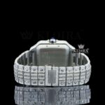 Black Roman Numerals White Dial Baguette Lab-Grown Diamond Watch Caseback View