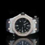 Black Rubber Strap AP Black Dial Semi Iced Out Moissanite Diamond Watch