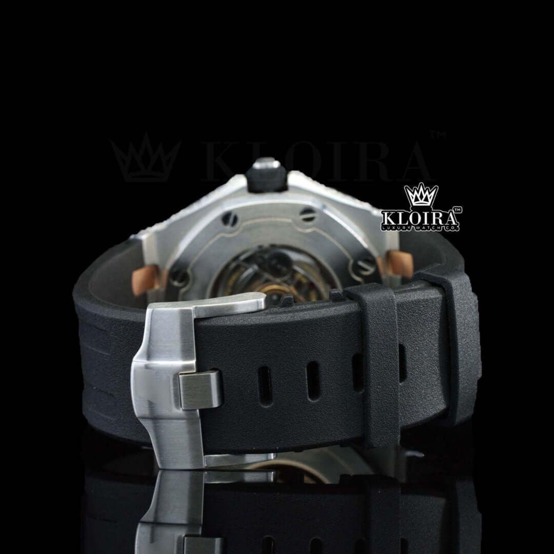 Black Rubber Strap AP Black Dial Semi Iced Out Moissanite Diamond Watch Strap View