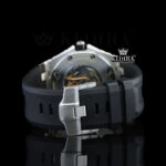 Black Rubber Strap Black Dial AP Iced Out Moissanite Diamond Watch Back Profile View