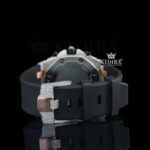 Black Rubber Strap Chronograph Semi Iced Out Moissanite Diamond Watch Caseback View