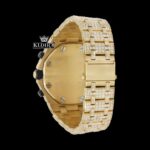 Black Standard Numerals Chronograph Yellow Gold Iced Out Moissanite Watch Caseback View