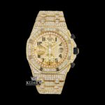 Black Standard Numerals Chronograph Yellow Gold Iced Out Moissanite Watch