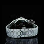 Black Stick Dial White Gold Fully Iced Out Moissanite Watch Caseback View