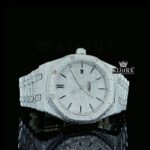 Black Stick Dial White Gold Fully Iced Out Moissanite Watch
