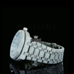 Black Stick Dial White Gold Fully Iced Out Moissanite Watch Left Side View