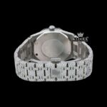 Black Stick Markers Dial Block Link Strap Fully Iced Out Moissanite Watch Caseback View