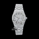 Black Stick Markers Dial Block Link Strap Fully Iced Out Moissanite Watch