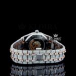 Black Stick Markers Dial Two Tone Rose Gold Iecd Out Natural Diamond Watch Caseback View