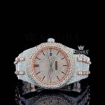 Black Stick Markers Dial Two Tone Rose Gold Iecd Out Natural Diamond Watch