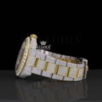 Black Stick Markers Dial Two Tone Yellow Gold Natural Diamond Watch Left Side View