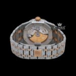 Black Stick Markers Rose Face Two Tone Moissanite Diamond Watch Caseback View