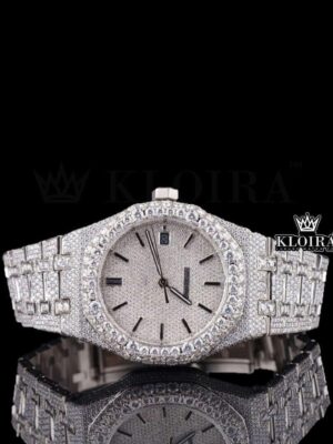 Black Stick Markers White Dial AP Bust Down Moissanite Diamond Watch