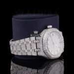 Black Stick Markers White Dial AP Bust Down Moissanite Diamond Watch Right Profile View