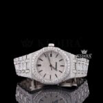 Black Stick Markers White Dial Fully Iced Out Lab Grown Diamond Watch