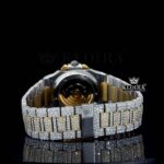 Black Stick Markers Yellow Dial Two Tone Moissanite Diamond Watch Caseback View