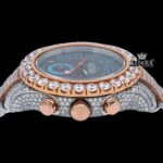 Black Sub Dial Standard Numerals Two Tone Rose Gold Lab-grown Diamond Watch Crown View