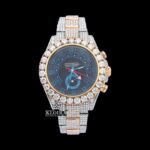 Black Sub Dial Standard Numerals Two Tone Rose Gold Lab-grown Diamond Watch