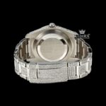 Blue Arabic Numerals Dial Iced Out Diamond Link Strap Moissanite Watch Caseback View