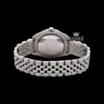 Blue Arabic Numerals Fully Iced Out Moissanite Diamond Watch Caseback View