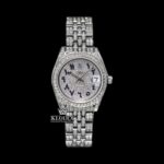 Blue Arabic Numerals Fully Iced Out Moissanite Diamond Watch