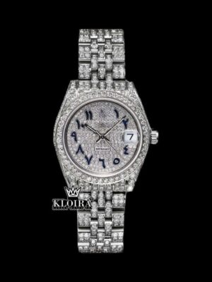 Blue Arabic Numerals Fully Iced Out Moissanite Diamond Watch