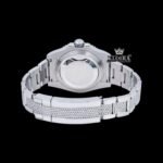 Blue Bezel Diamond Markers Dial Fully Iced Out Moissanite Watch Caseback View