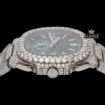 Blue Dial Diamond Markers Chronograph Moissanite Diamond Watch Crown View