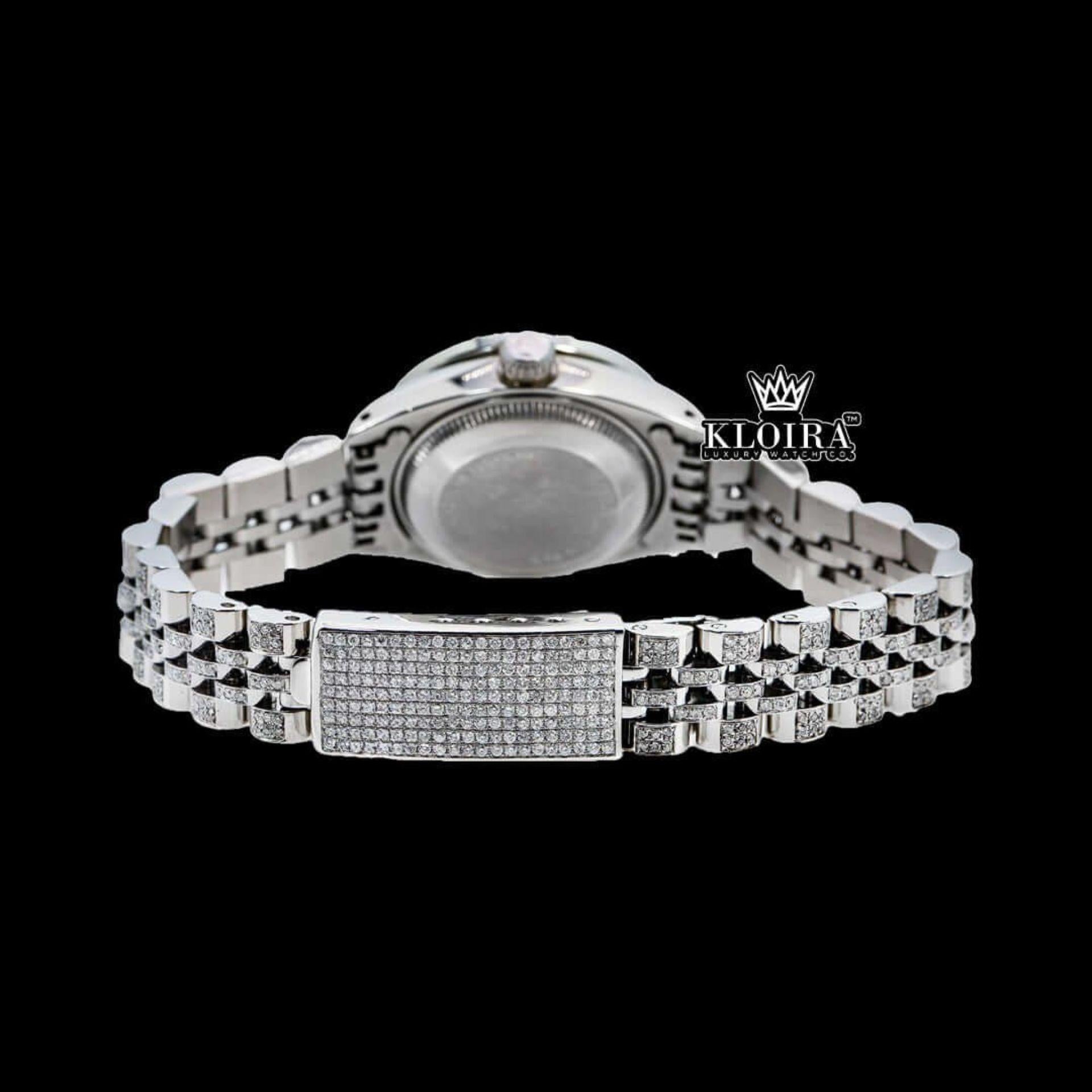 Blue Dial Diamond Markers Fully Iced Out Moissanite Diamond Watch Caseback View