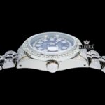 Blue Dial Diamond Markers Fully Iced Out Moissanite Diamond Watch Crown View