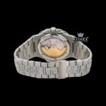 Blue Dial Stick Markers Bust Down Moissanite Diamond Watch Caseback View