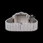 Blue Roman Dial Yellow Gold Bezel Two Tone Moissanite Watch Caseback View