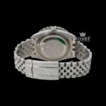 Blue Sunburst Dial Roman Numerals Fully Iced Moissanite Diamond Watch Caseback View