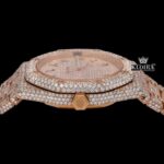 Bust Down Arabic Numerals Rose Gold Dial Moissanite Diamond Watch Crown View