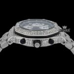 Bust Down Black Dial Chronograph Moissanite Diamond Watch Crown View