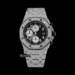 Bust Down Black Dial Chronograph Moissanite Diamond Watch