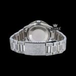 Bust Down Blue Dial White Roman Numerals Moissanite Watch Caseback View
