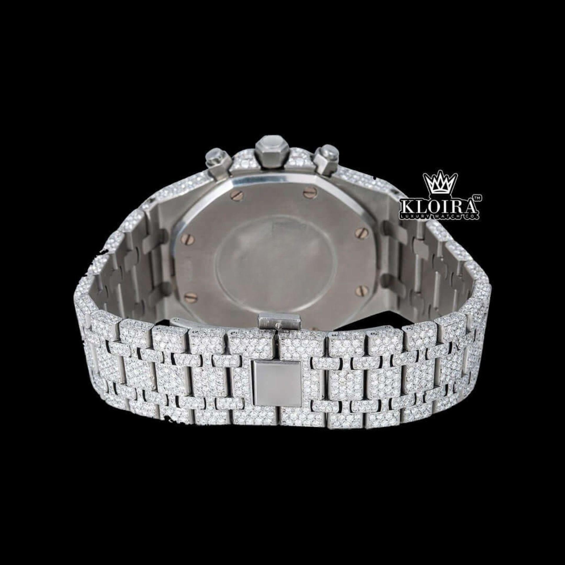 Bust Down Moissanite Diamond Watch 14K Gold VVS 20 Carat 42mm Caseback View