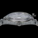 Bust Down Rainbow Roman Numerals Silver Moissanite Diamond Watch Crown View