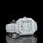 Bust Down Roman Numerals Baguette Moissanite Diamond Watch Right Profile View