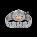 Bust Down White Dial Diamond Markers Moissanite Diamond Watch Caseback View