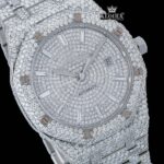 Bust Down White Dial Diamond Markers Moissanite Diamond Watch Close Up Dial View