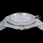 Bust Down White Dial Diamond Markers Moissanite Diamond Watch Crown View