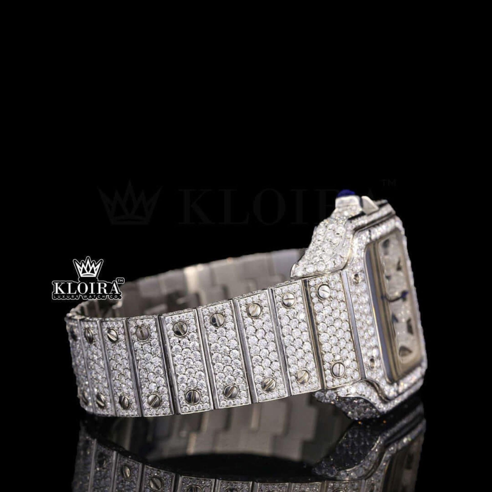 Bust Down White Dial Roman Numerals Moissanite Diamond Watch Right Profile View
