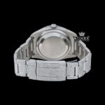Bust Down White dial rainbow Arabic Numerals Moissanite Diamond watch Caseback View