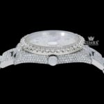 Bust Down White dial rainbow Arabic Numerals Moissanite Diamond watch Crown View