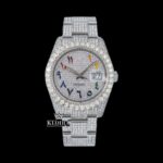 Bust Down White dial rainbow Arabic Numerals Moissanite Diamond watch