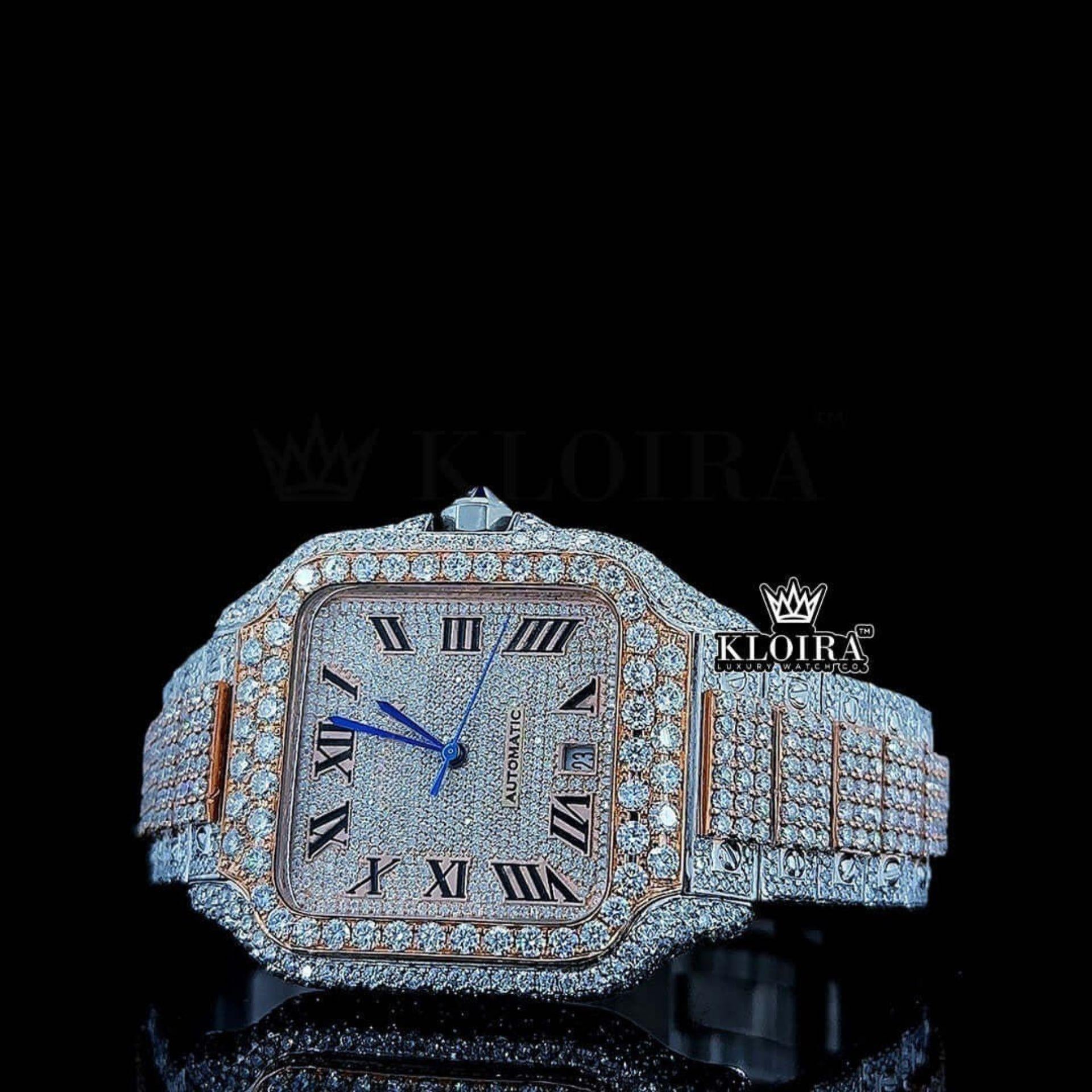 Cartier Watch Bust Down Moissanite Right Profile View