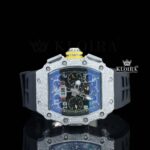 Chronograph Dial Black Rubber Strap Semi Iced Out Moissanite Watch